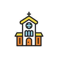 Church color line icon. Isolated vector element.