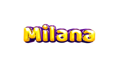 Milana girls name sticker colorful party balloon birthday helium air shiny yellow purple cutout