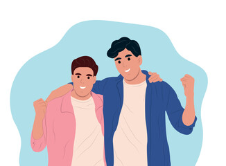 Happy positive people group portrait. Flat vector illustration