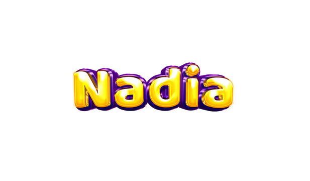 Nadia girls name sticker colorful party balloon birthday helium air shiny yellow purple cutout
