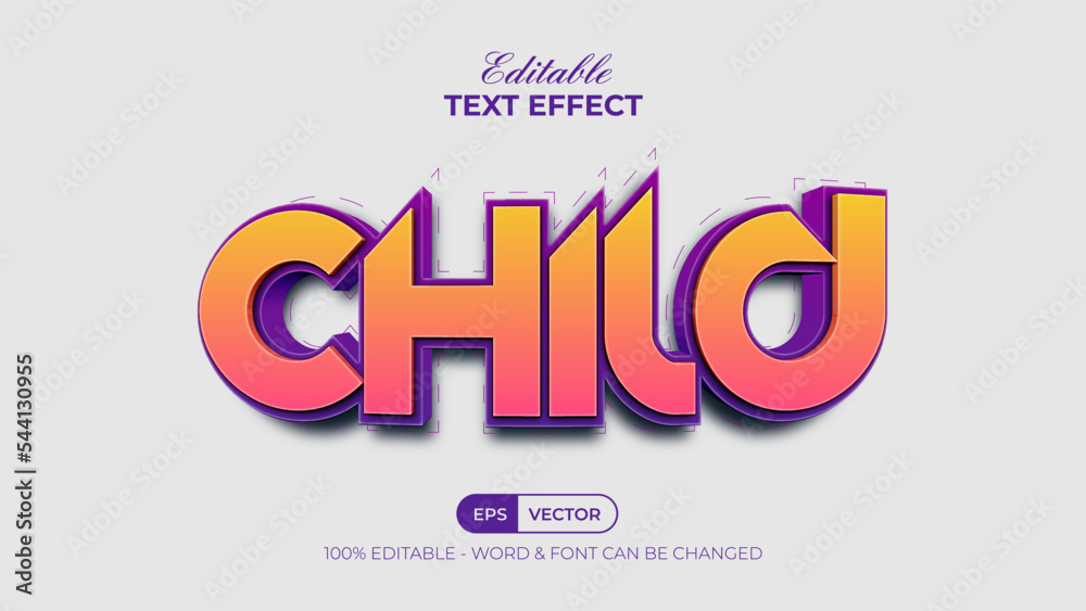 Poster child text effect style. editable text effect.