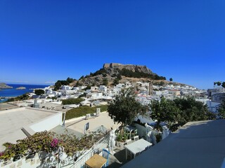 view of the village of island Lindos