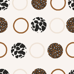 Animal print skin abstract vector hand-drawn seamles patterns with circles for textile design, paper, fabrics, digital, craft and ither design purposes
