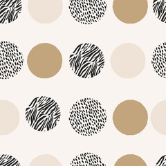Animal print skin abstract vector hand-drawn seamles patterns with circles for textile design, paper, fabrics, digital, craft and ither design purposes
