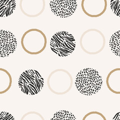 Animal print skin abstract vector hand-drawn seamles patterns with circles for textile design, paper, fabrics, digital, craft and ither design purposes
