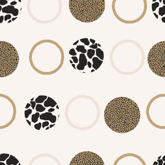 Animal print skin abstract vector hand-drawn seamles patterns with circles for textile design, paper, fabrics, digital, craft and ither design purposes
