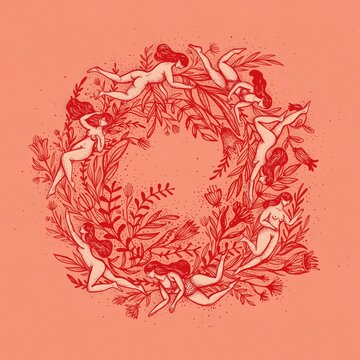 Girls in flow flying in circle
