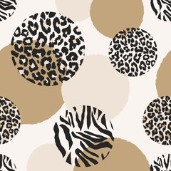 Animal print skin abstract vector hand-drawn seamles patterns with circles for textile design, paper, fabrics, digital, craft and ither design purposes

