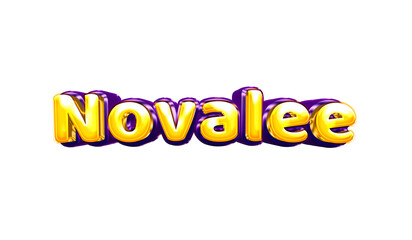 Novalee girls name sticker colorful party balloon birthday helium air shiny yellow purple cutout