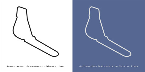 Autodromo Nazionale di Monza Circuit for grand prix race tracks with white and blue background