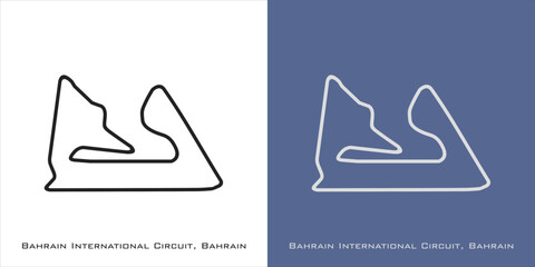 Sakhir Bahrain International Circuit for grand prix race tracks with white and blue background