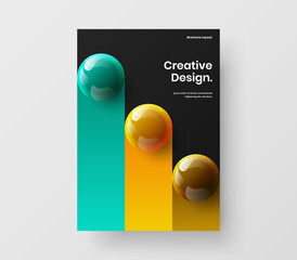 Geometric leaflet A4 design vector layout. Modern 3D spheres poster concept.