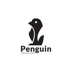 Black and white penguin logo. vector clip art.