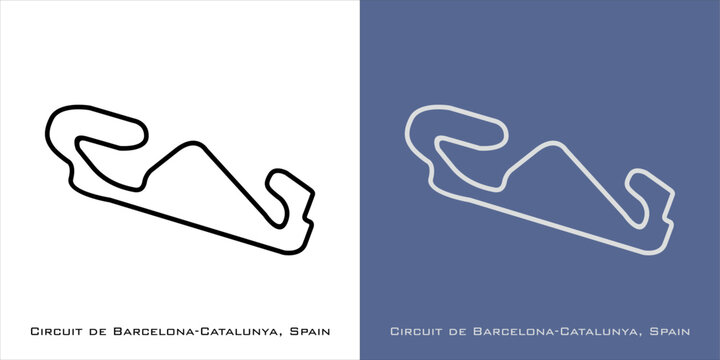 Catalunya Circuit  de Barcelona for grand prix race tracks with white and blue background