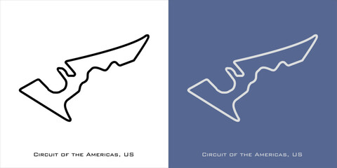 Circuit of the Americas for grand prix race tracks with white and blue background - Austin United States - obrazy, fototapety, plakaty