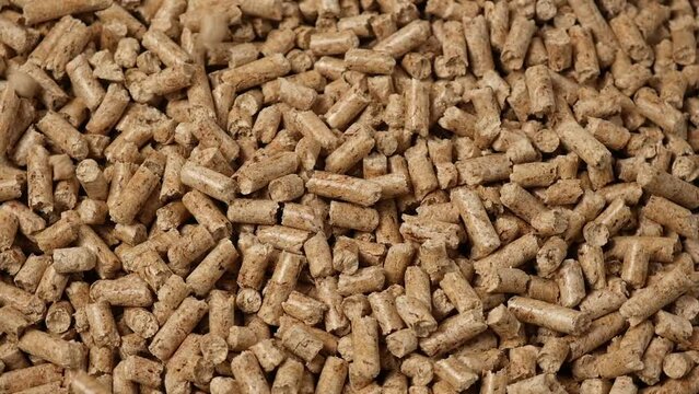 Wood pellets. Biomass Biofuel. Wooden pellets background. Renewable Alternative Energy. Bio Fuel. Organic Material for Heating. Cold Season. Global Gas Crisis. Sanction. Eco Mass. Natural Product.