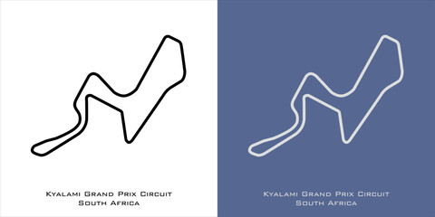Kyalami Midran South Africa Circuit for grand prix race tracks with white and blue background - obrazy, fototapety, plakaty