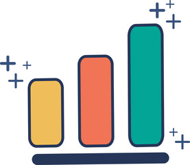 Profit Financial icon illustration glyph style design with color and plus sign.