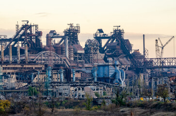 Fototapeta na wymiar Azovstal plant destroyed during the war in Mariupol Ukraine