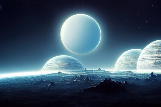 Distant Alien World Earth Like Planet With Multiple Moons