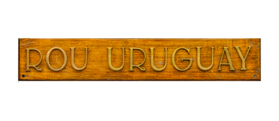 Uruguay text wooden bronze banner