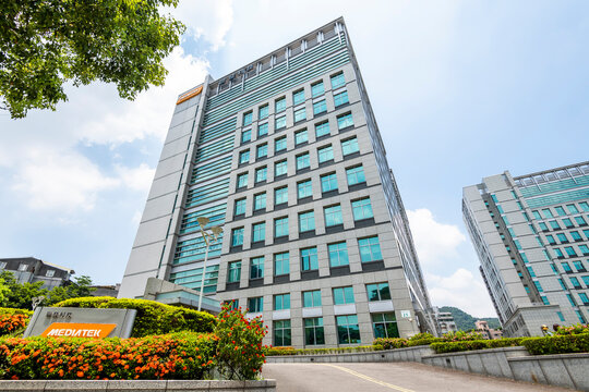 Taipei, Taiwan- July 25, 2022: Building view of MediaTek Inc in Neihu of Taipei, Taiwan. It is a Taiwanese fabless semiconductor company.