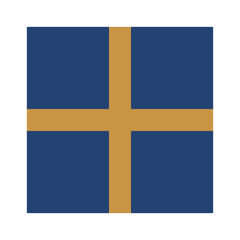 Obraz premium Simple flat blue gift box with golden yellow ribbon and bow