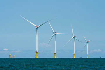 View of the Offshore wind power systems off the western coast of Taiwan.