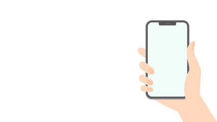 スマホを持つ女性の手 - コピースペースのあるスマートフォンを使っているイメージ素材
