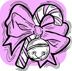 Traditional Christmas and New Year decoration to decorate xmas party celebration. Decorative vector element for poster print, greeting card, promotion banner. Hand drawn illustration. Cartoon drawing.