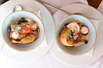 A piece of tasty apple strudel.