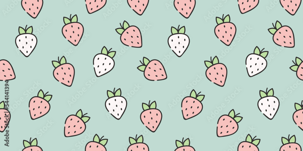 Wall mural strawberry pattern. seamless pattern design for web and print. strawberry pattern. paper for packing
