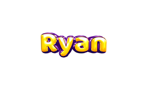 Ryan girls name sticker colorful party balloon birthday helium air shiny yellow purple cutout