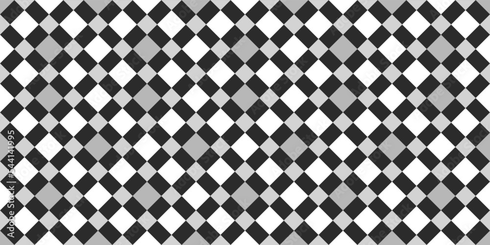 Poster Black and gray diagonal rectangles. Vector of identical rhombuses on a white background. For seamless design of various surfaces.