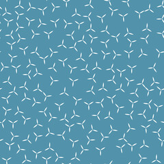 Flowers abstract vector pattern, blue neutral background