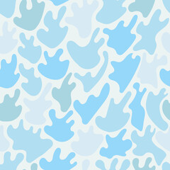 Vector color blots, seamless blue pattern, multicolored spots, flat drops