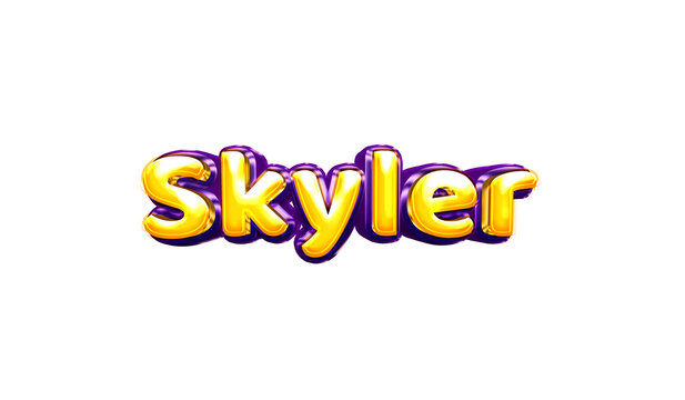 Skyler girls name sticker colorful party balloon birthday helium air shiny yellow purple cutout