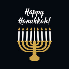 Hanukkah card. Holidays lettering. Ink illustration.