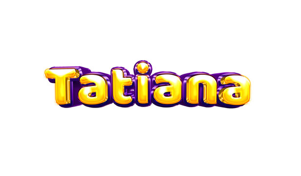 Tatiana girls name sticker colorful party balloon birthday helium air shiny yellow purple cutout