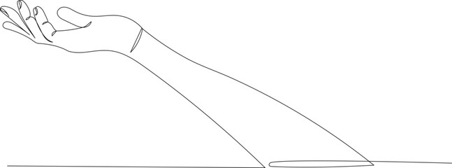 hand outline drawing by one continuous line, isolated