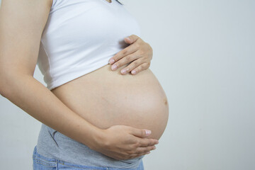 Close up pregnant woman belly