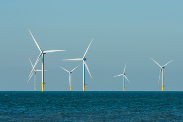 View of the Offshore wind power systems off the western coast of Taiwan.
