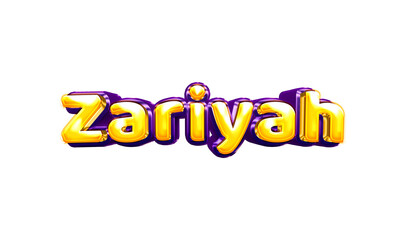 Zariyah girls name sticker colorful party balloon birthday helium air shiny yellow purple cutout