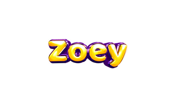 Zoey girls name sticker colorful party balloon birthday helium air shiny yellow purple cutout