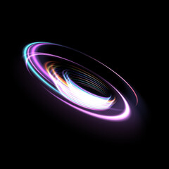 Bright round lines singularity. Swirl effect. Circular movement of light energy. For design and advertising marketing. Vector