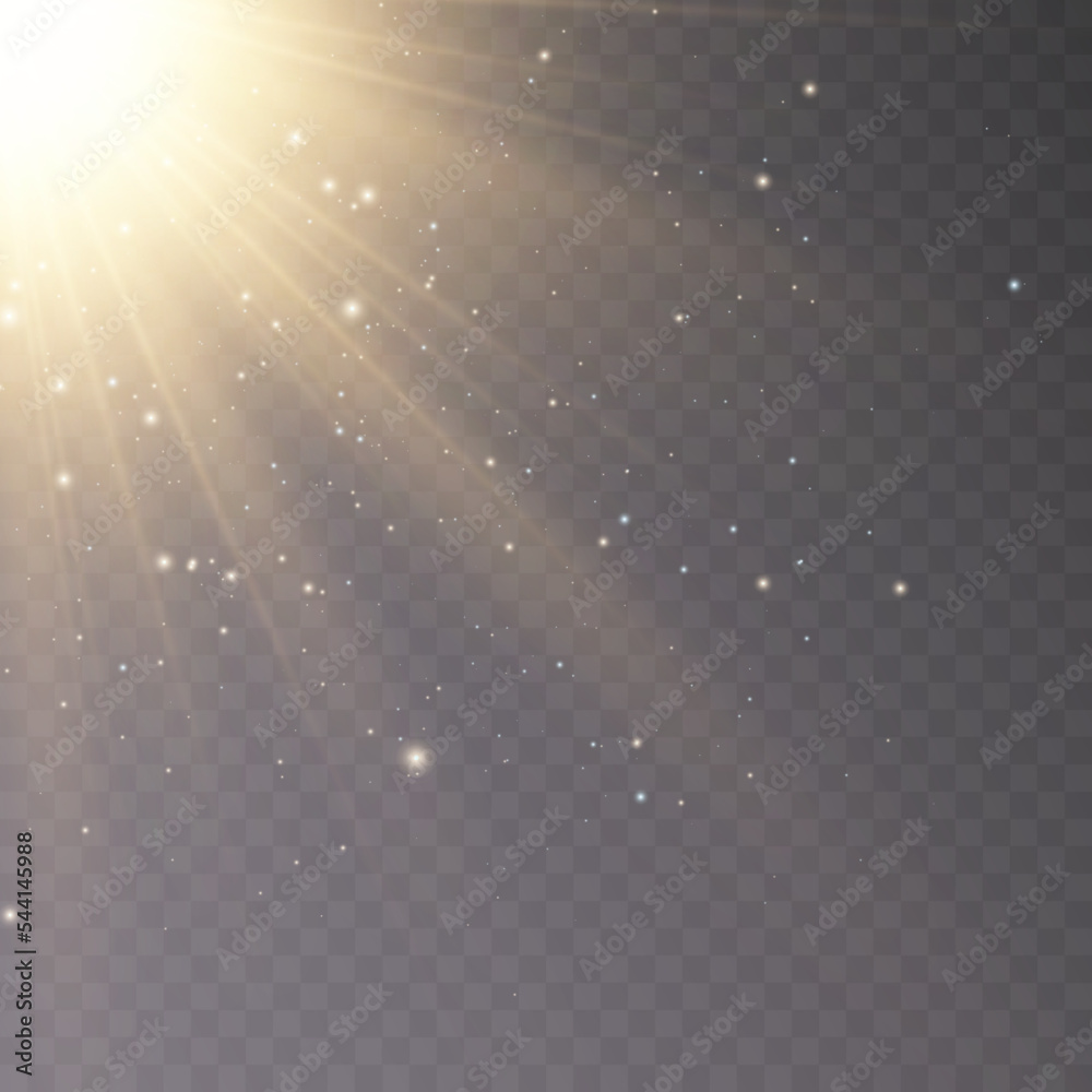 Aufkleber yellow glowing light. vector illustration for decorating cool effect with ray sparkles. bright star.