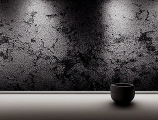 dark textured cement wall with spotlights product display