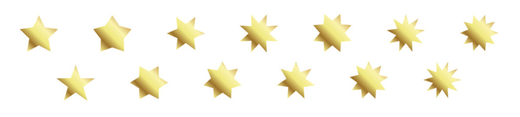 Gold Stars Set Icons - Vector