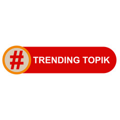 Trending topic icon badge with hashtag label for web or print design on white background. Vector illustration. EPS 10.