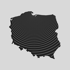 Vector map Poland, country template wave effect